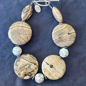 ✨ Donna Dressler Picture Jasper & White Turquoise Bracelet | 8” | Signed ✨